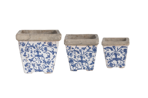 Esschert Aged Ceramic Flower Pot Set of 3